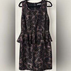 Chic Black and Bronze Peplum Dress